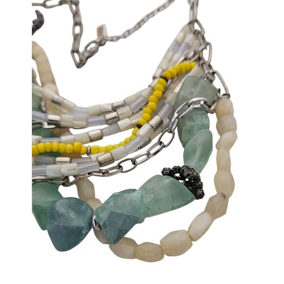 Kenneth Cole New York Green Multicolor Layered Bead & Chain Necklace - Picture 3 of 6